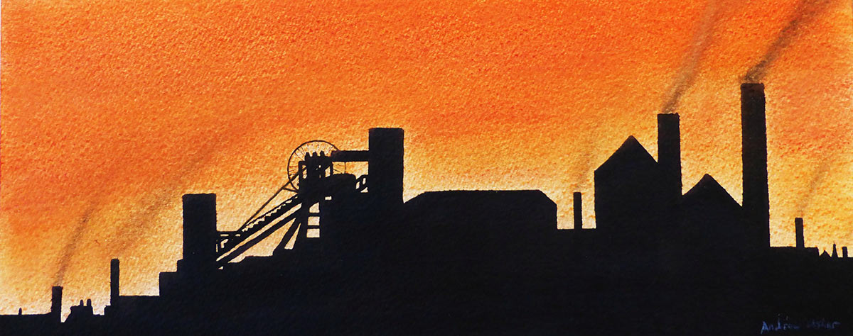 INdistrial image at night in orange and black